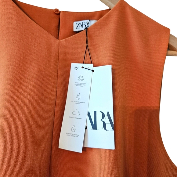 NWT Zara Sleeveless Button Orange Top Vest Casual Women's Size Medium - Picture 9 of 16